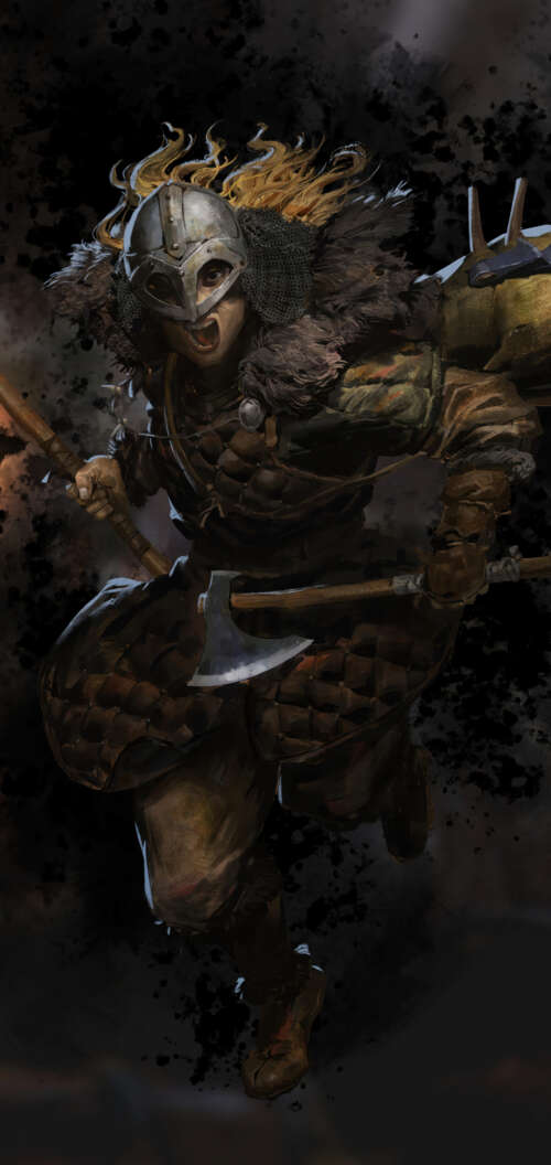 A battle-hardened Barbarian from Dark and Darker wearing heavy, weathered armor in... Oppo A6c wallpaper