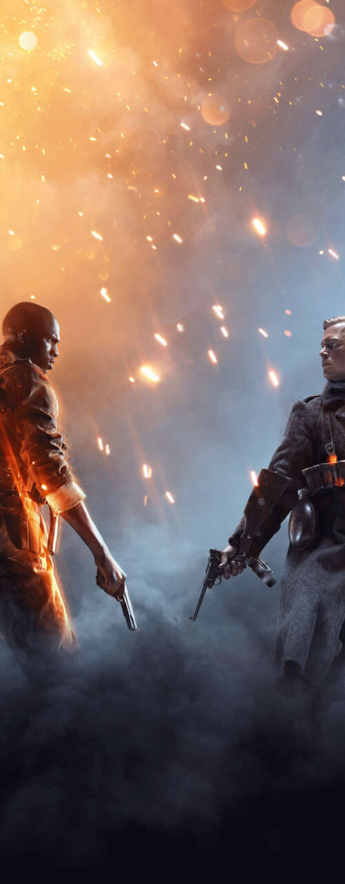 A soldier navigating through a battlefield of explosions and trenches in the video... free wallpaper