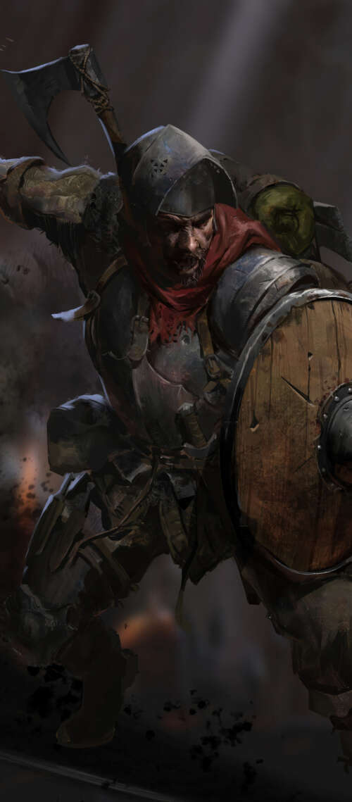 A hooded character from the video game Dark and Darker standing in a dark, stone... Doogee S300 Plus mobile wallpaper