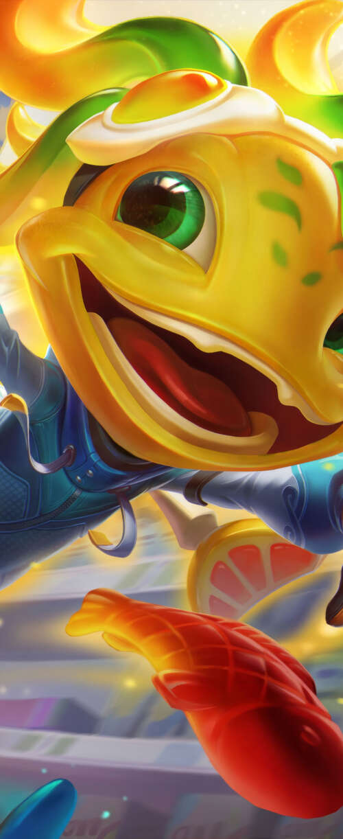 A high-quality illustration of Fizz from League of Legends. Meizu Note 16 wallpaper download
