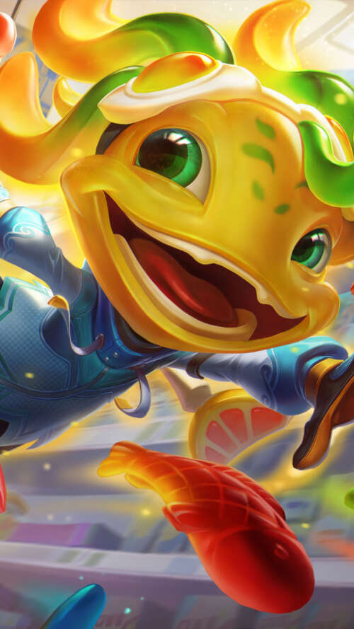 A high-quality illustration of Fizz from League of Legends. Apple iPhone SE 2020 wallpaper images