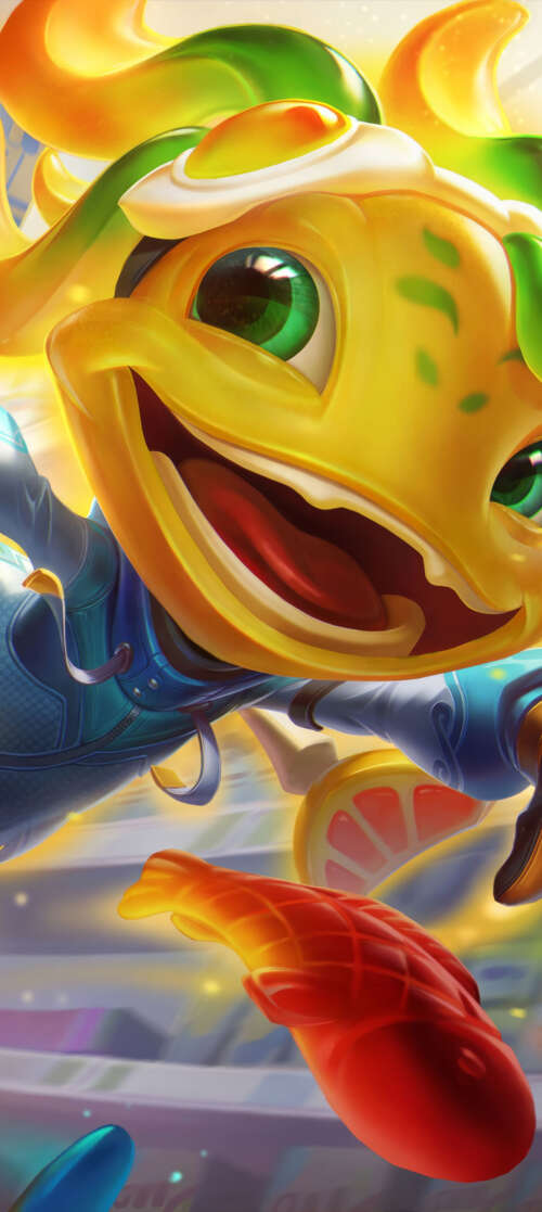 A high-quality illustration of Fizz from League of Legends. Oukitel WP62 wallpaper