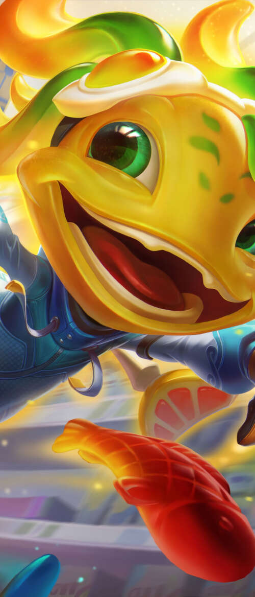 A high-quality illustration of Fizz from League of Legends. Samsung Galaxy Z Flip7 free background images
