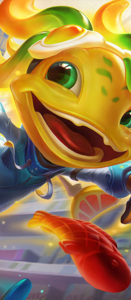 A high-quality illustration of Fizz from League of Legends. Xiaomi Redmi 14C 5G lock screen wallpaper