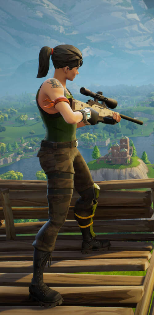 A colorful and stylized warrior character in the Fortnite battle royale art style. Huawei Mate 30 Pro cell phone backgrounds free