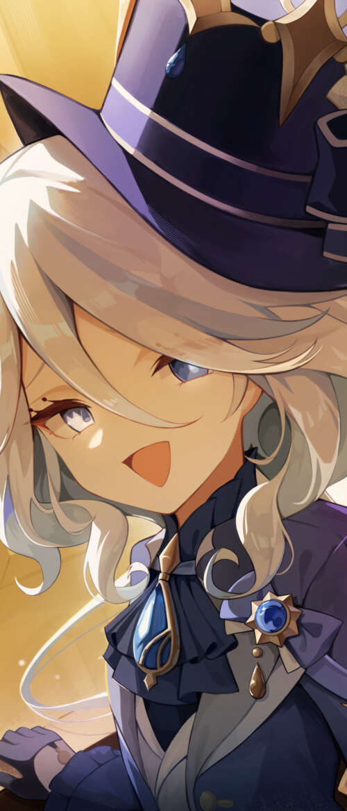 Un’elegante illustrazione di Furina, tratta dal videogioco Genshin Impact.