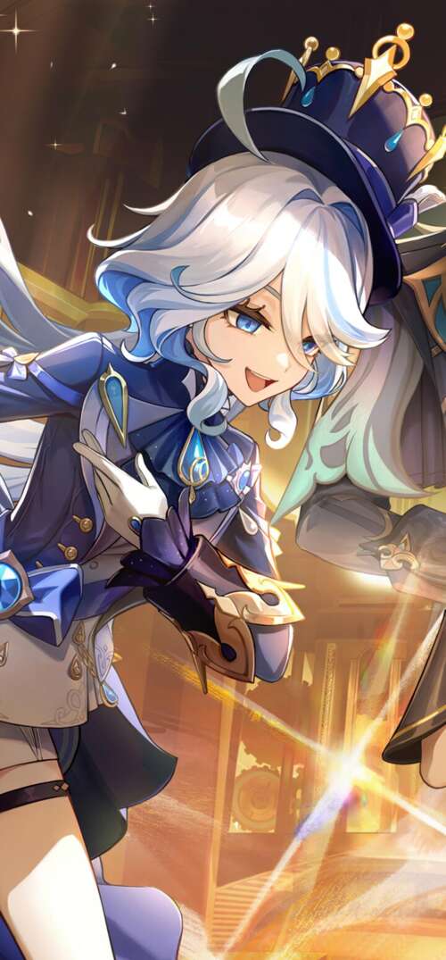 Un gruppo di personaggi del gioco Genshin Impact: Neuvillette, Furina, Lyney e Lynette. UmiDigi Umidigi X
