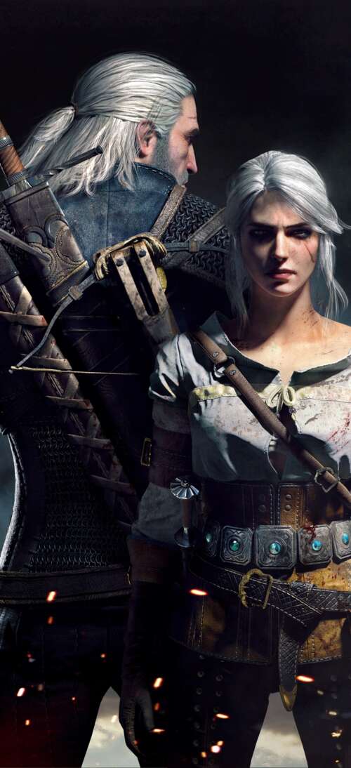 Geralt di Rivia e Ciri, personaggi del videogioco The Witcher 3: Wild Hunt. Oppo K13s