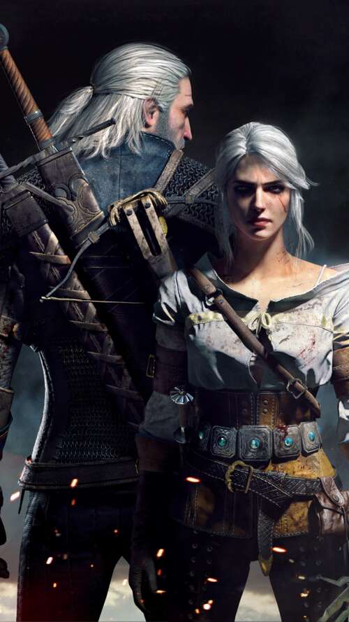 Geralt di Rivia e Ciri, personaggi del videogioco The Witcher 3: Wild Hunt. lava Play Max