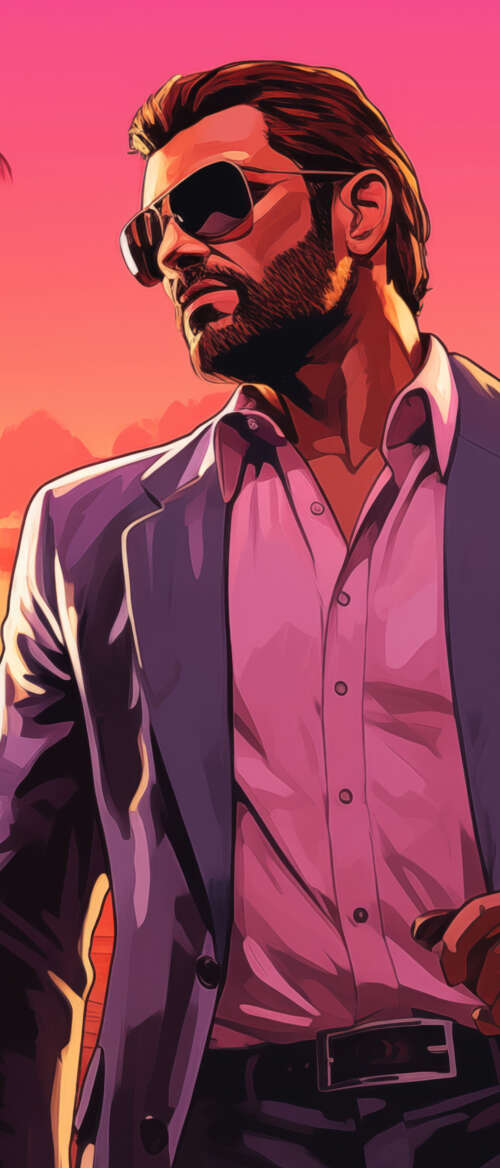 A cinematic shot of a character in a high-action scene set against the neon lights... Samsung Galaxy Z Flip7 lock screen wallpaper