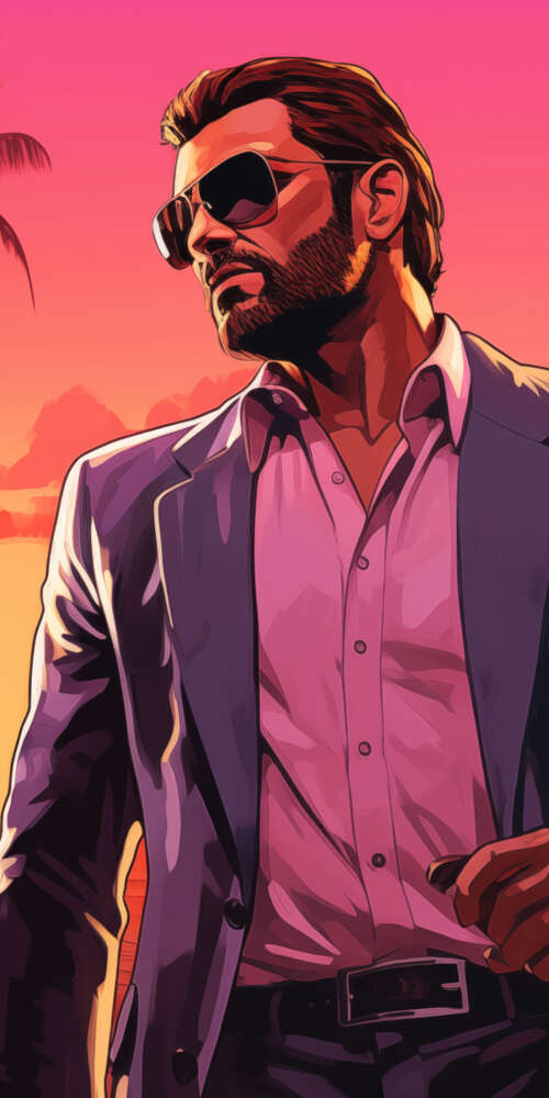 A cinematic shot of a character in a high-action scene set against the neon lights... Doogee Fire 3 Max free hd wallpapers