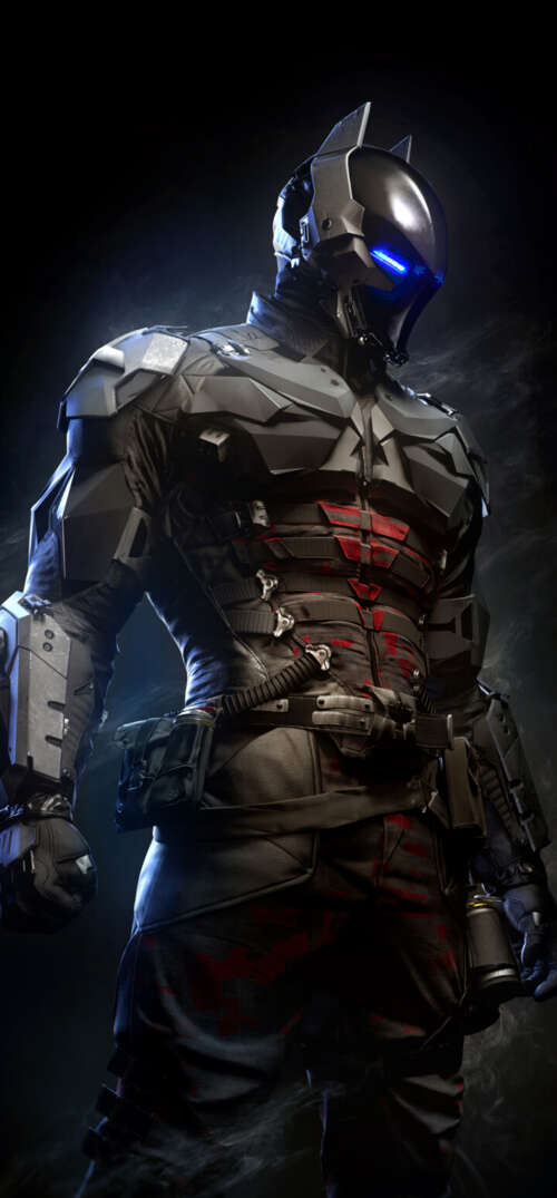 A close-up portrait of Jason Todd from Batman: Arkham Knight featuring glowing blue... UmiDigi Umidigi X free hd wallpapers