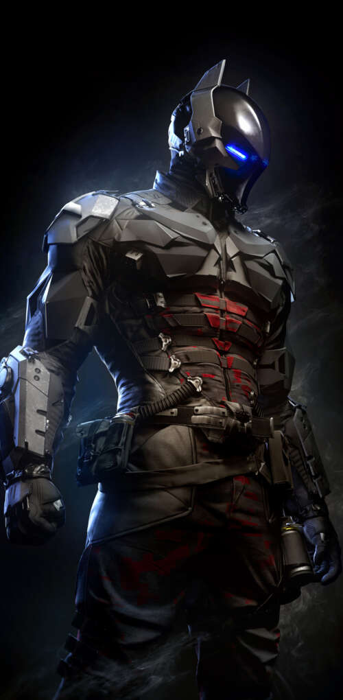 A close-up portrait of Jason Todd from Batman: Arkham Knight featuring glowing blue... Huawei Mate 30 Pro free hd wallpapers