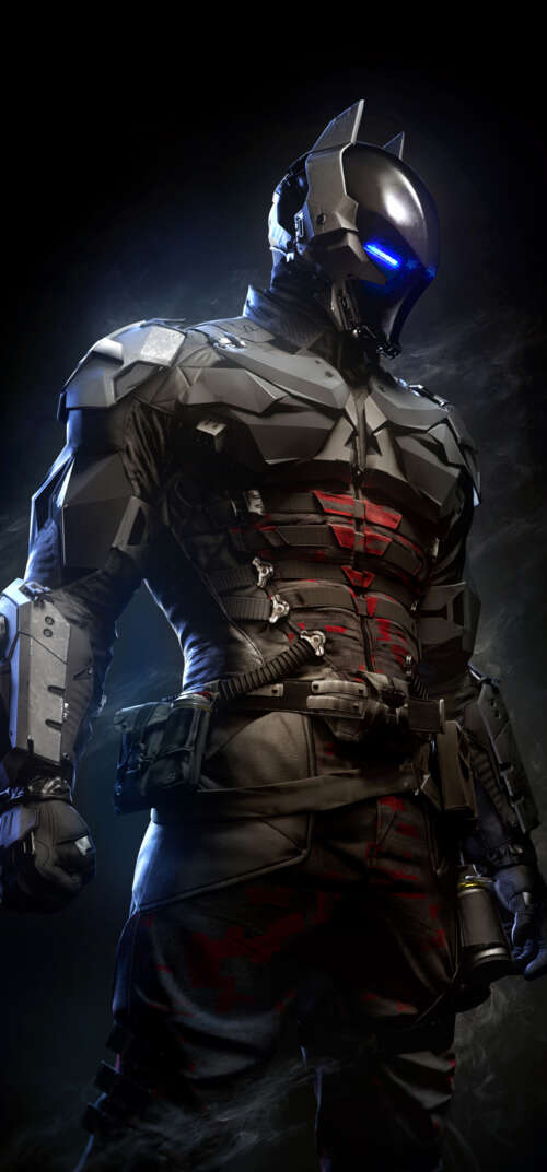 A close-up portrait of Jason Todd from Batman: Arkham Knight featuring glowing blue... Samsung Galaxy S26 Ultra
