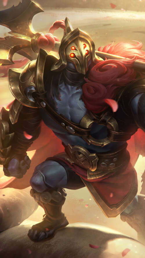 Jax from League of Legends prepared for combat with his iconic weapon. lava Play Max pictures for wallpaper