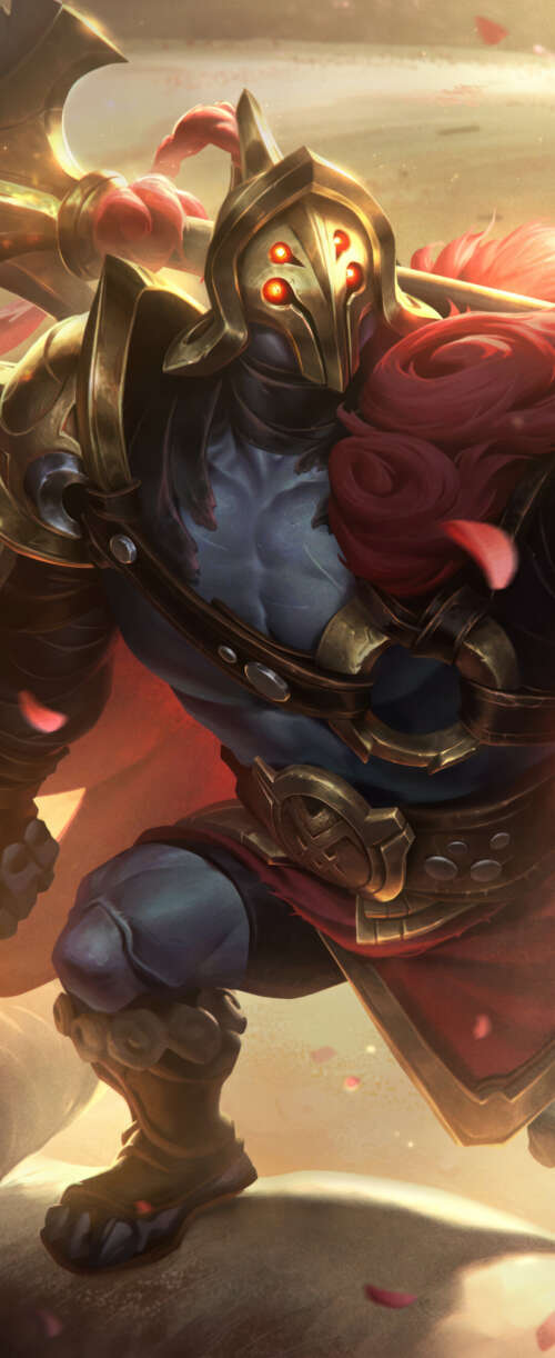 Jax from League of Legends prepared for combat with his iconic weapon. Meizu Note 16 mobile wallpaper