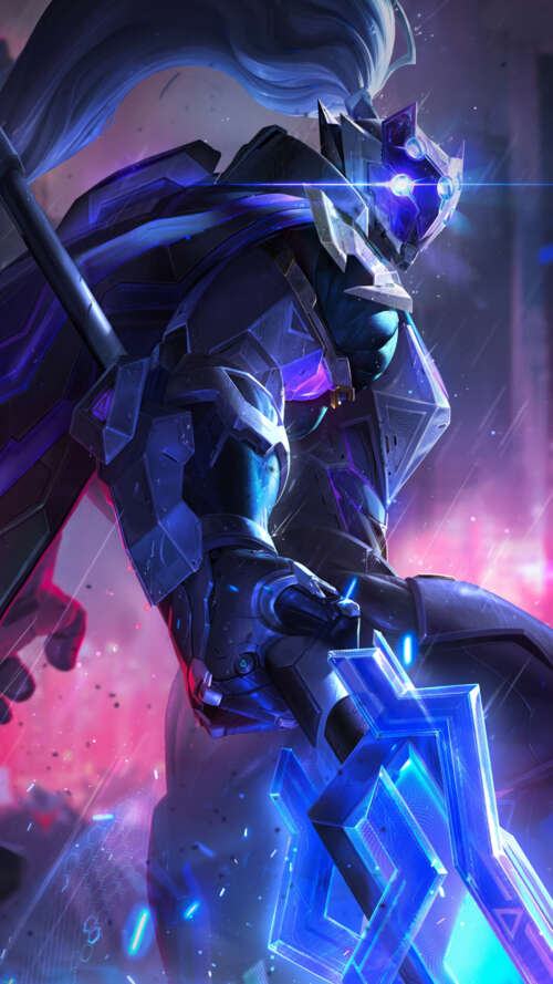 Jax from League of Legends prepared for combat in a cinematic fantasy setting. lava Play Max free wallpaper