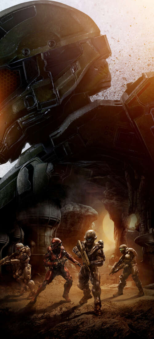 Master Chief wearing his signature MJOLNIR armor from the Halo video game series. download free phone wallpaper