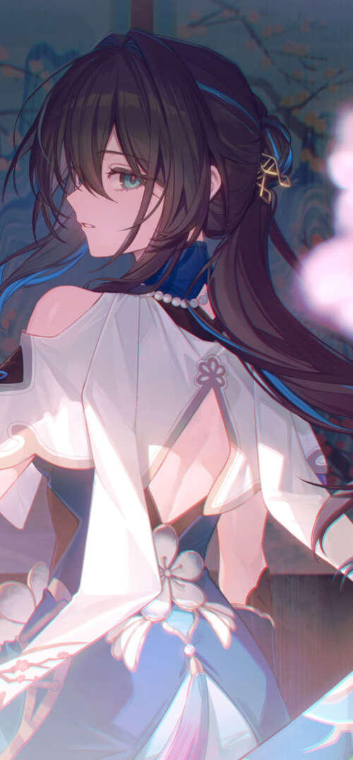 A graceful portrait of Ruan Mei from Honkai: Star Rail, featuring her intricate design... UmiDigi Umidigi X high definition wallpaper