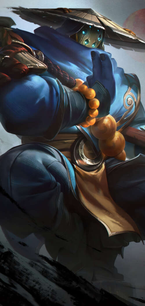 A samurai-inspired depiction of Jax from League of Legends, featuring traditional... TCL K70 hd background