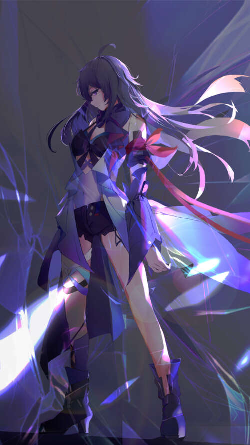 Seele, a character from Honki: Star Rail, portrayed in a high-quality artistic style. lava Play Max hand phone wallpaper