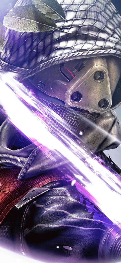 A sci-fi warrior wearing detailed, glowing armor inspired by the video game Destiny,... Apple iPhone 16e free hd wallpapers