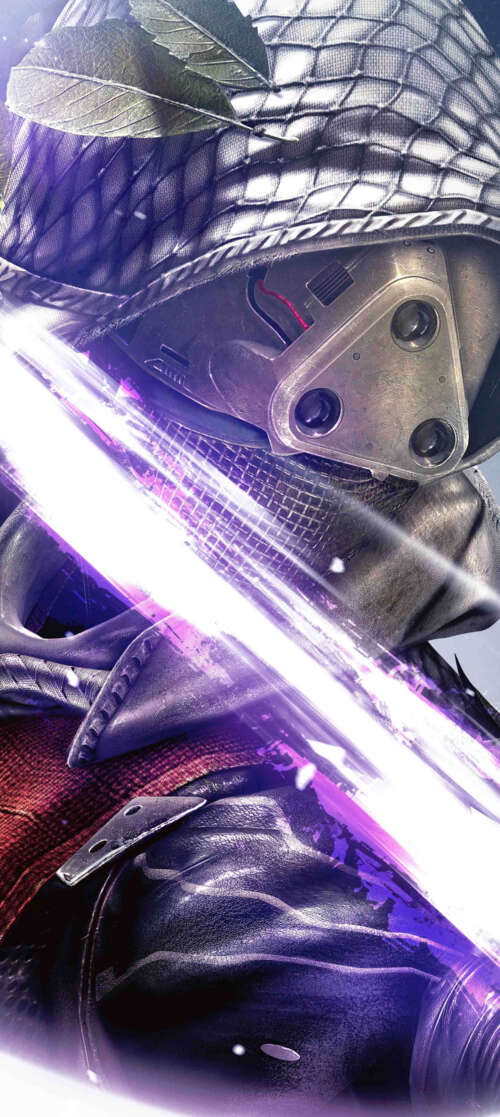 A sci-fi warrior wearing detailed, glowing armor inspired by the video game Destiny,... Oukitel WP58 Pro