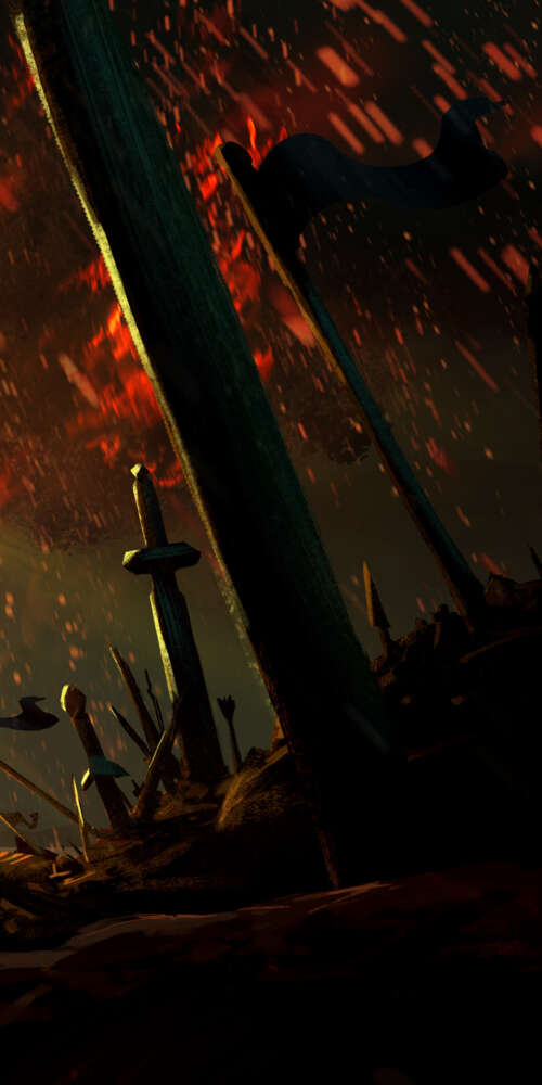 A powerful warrior wielding a flaming sword amidst a forest engulfed in intense flames... pictures for wallpaper