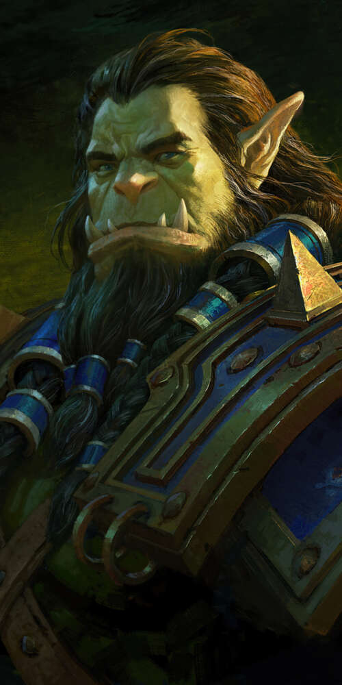 Thrall from World of Warcraft in a cinematic pose. Doogee Fire 3 Max cell phone backgrounds free