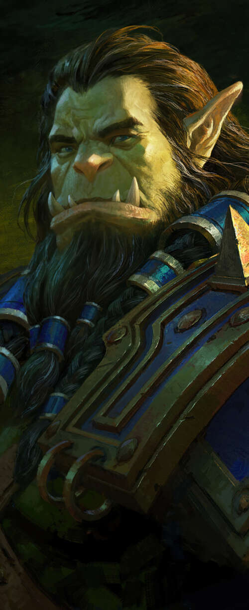 Thrall from World of Warcraft in a cinematic pose. Meizu Note 16