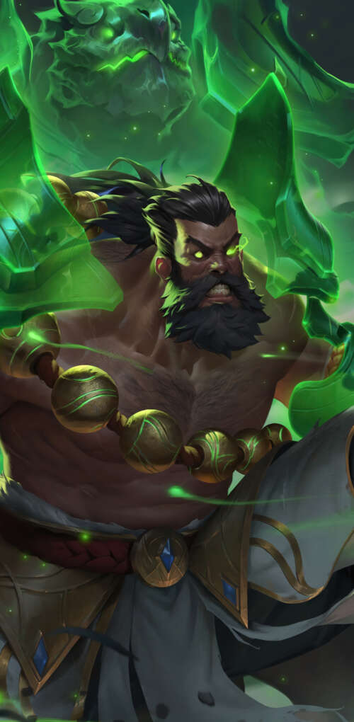 A cinematic portrait of the character Udyr from the video game League of Legends. Huawei Mate 30 Pro hd background