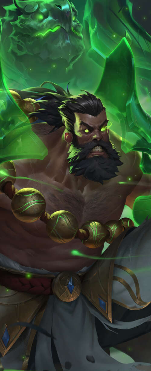 A cinematic portrait of the character Udyr from the video game League of Legends. Meizu Note 16 wallpaper photo gallery download