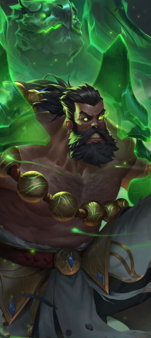 A cinematic portrait of the character Udyr from the video game League of Legends. Oukitel WP58 Pro free background images