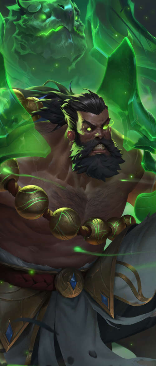 A cinematic portrait of the character Udyr from the video game League of Legends. Samsung Galaxy Z Flip7