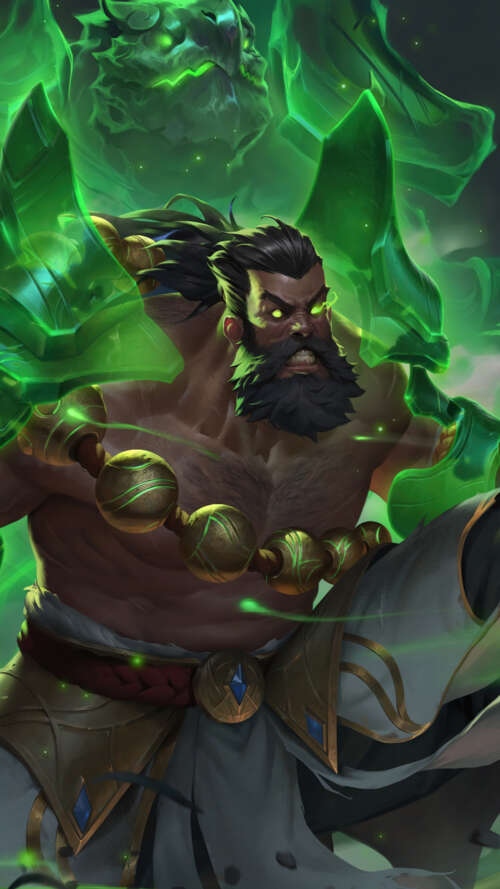 A cinematic portrait of the character Udyr from the video game League of Legends. lava Play Max free hd wallpapers
