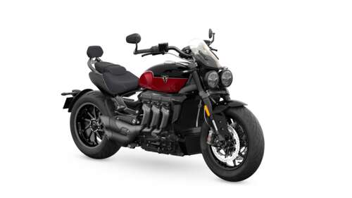 2024 Triumph Rocket 3 GT motorcycle presented on a solid white background wallpaper