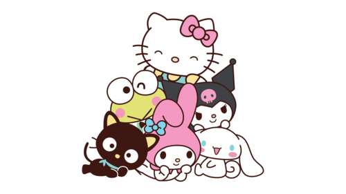 A group of cute Sanrio characters including Hello Kitty, Kuromi, Cinnamoroll, My... free wallpaper