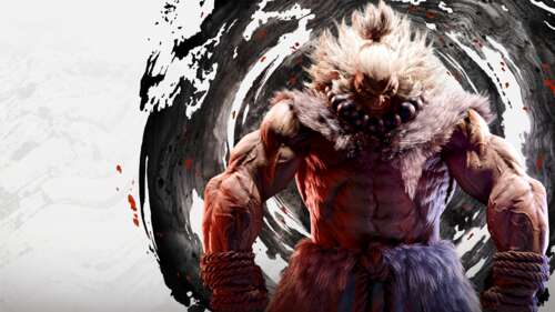 Akuma from Street Fighter 6 featuring a menacing and powerful pose. wallpaper