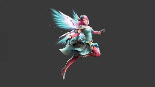A high-detail portrait of Alisa Bosconovitch from the video game Tekken 8 set against... free wallpaper for computer