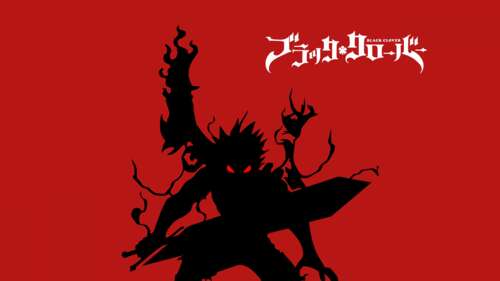 High-resolution silhouette of Asta from Black Clover against a striking red background. desktop wallpaper