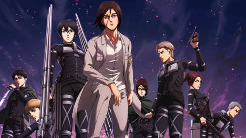 An ensemble character poster showcasing Eren Yeager, Mikasa Ackerman, Levi Ackerman,... pictures for wallpaper