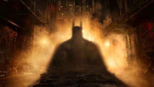 Batman from Batman: Arkham Shadow appearing in a virtual reality game teaser. wallpaper for pc download