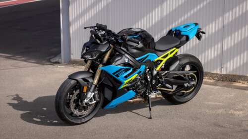 A high-resolution, detailed view of a BMW S1000R sport motorcycle showcasing its... free background images