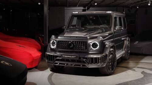 A luxury Mercedes-Benz G-Class featuring a full carbon fiber widebody kit by TopCar... free wallpaper