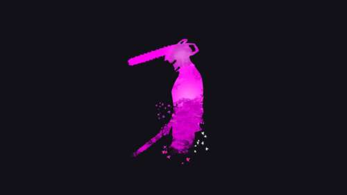 Denji from Chainsaw Man in a vibrant neon art style against a black background. high definition wallpaper