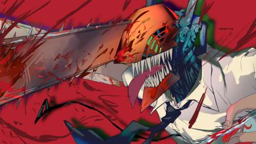 Denji from the anime Chainsaw Man featuring his signature chainsaw weaponry. ps4 wallpaper