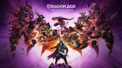 A cinematic character portrait from Dragon Age: The Veilguard against a vibrant purple... pictures for wallpaper