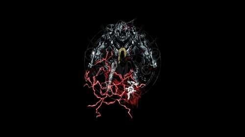 Detailed portrait of Edward Elric and Alphonse Elric from Fullmetal Alchemist against... high definition wallpaper