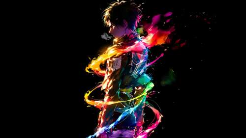 High-contrast digital art portrait of Eren Yeager from the anime Attack on Titan,... wallpaper photo gallery download