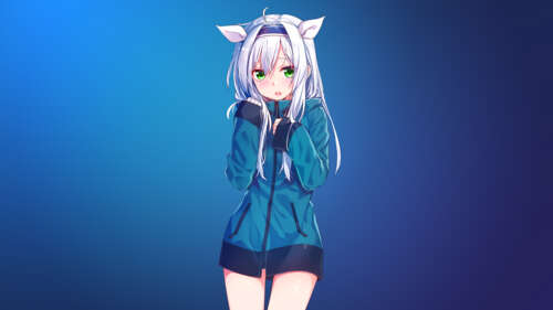 An anime girl with a blue aesthetic, featuring cool blue tones and a peaceful expression. free wallpaper